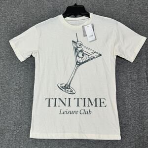 Grayson Threads Tini Time Womens T-Shirt Size‎ XS Cream Short Sleeve Crew Neck